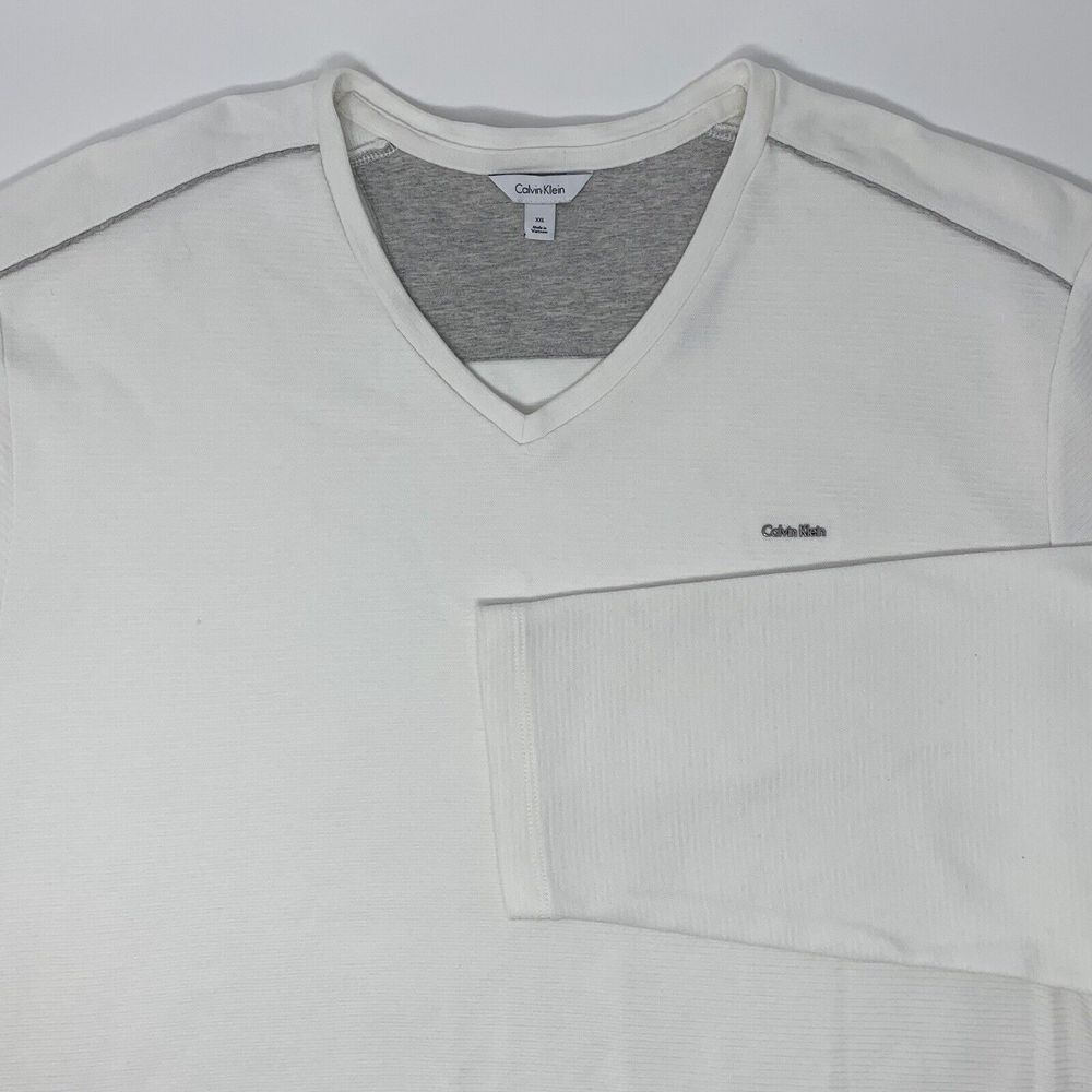 Calvin Klein White Textured Cotton Long Sleeve Men's Pullover‎ Sweater Size XXL
